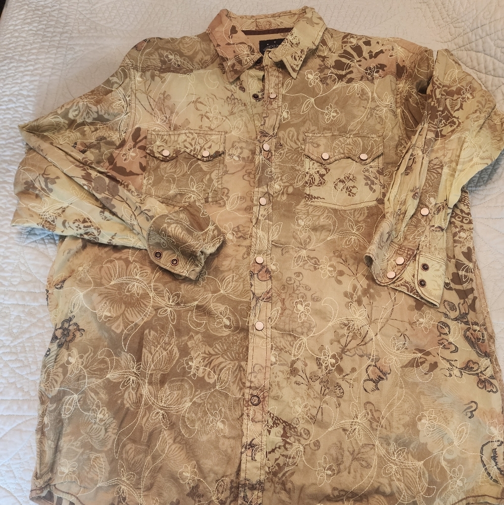 Indigo Palms by Tommy Bahama embroidered long sleeve dress shirt Lg